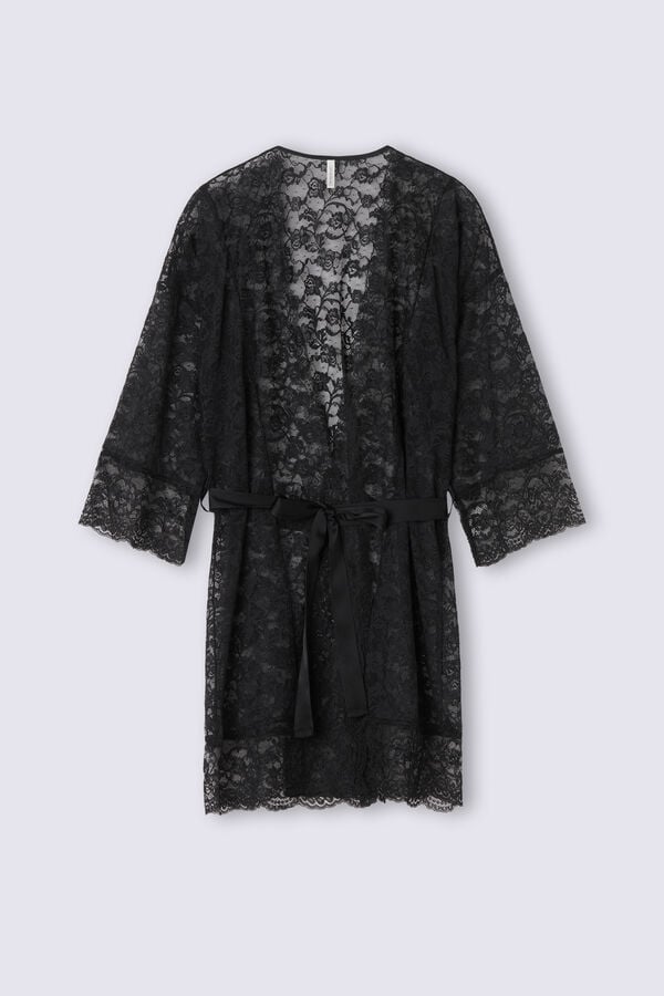 Intimissimi Lace Never Gets Old Lace Kimono Pyjama Damen Schwarz | NAM-659432