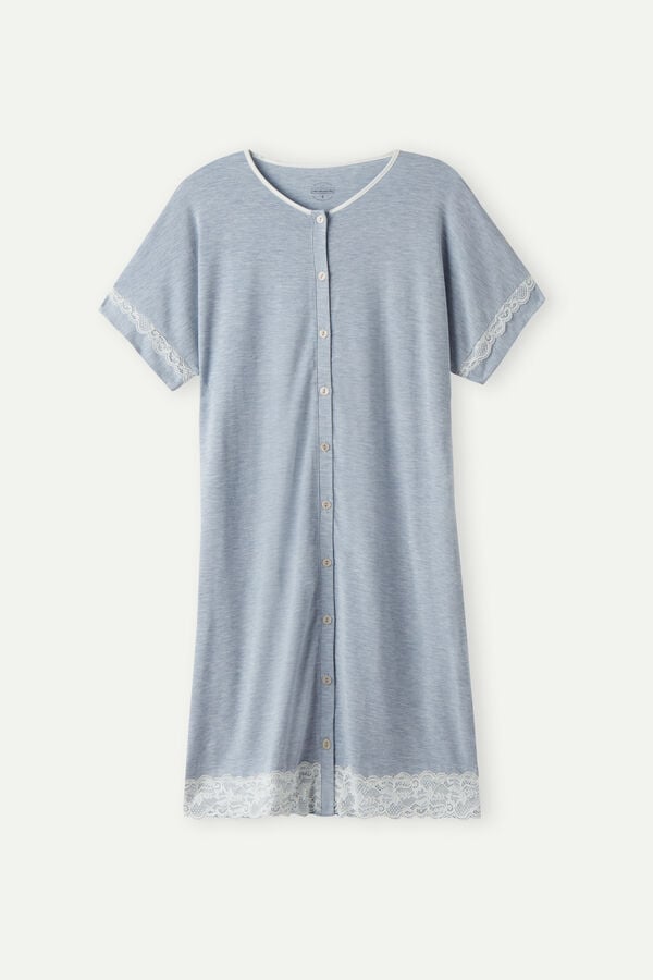 Intimissimi Lace Trim Button Up Pyjama Damen Hellblau | PZY-318564