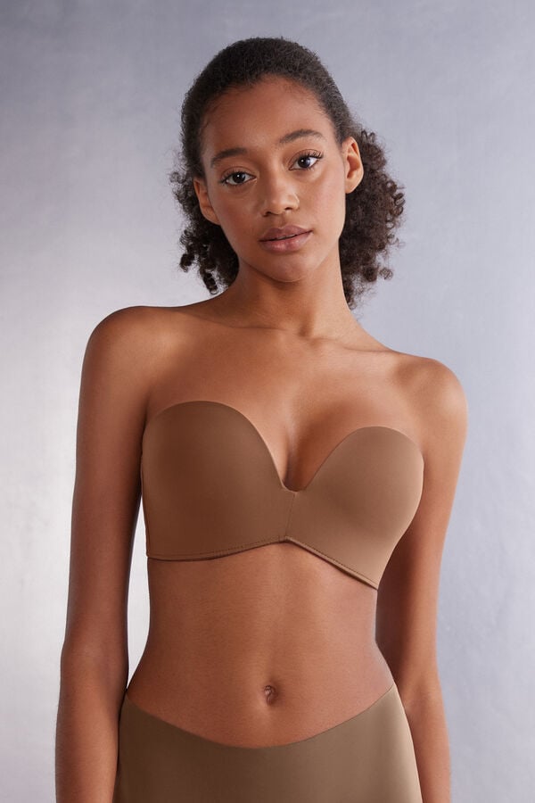 Intimissimi Laura Microfiber Bandeau BH Damen Dunkelbeige | QZM-713548