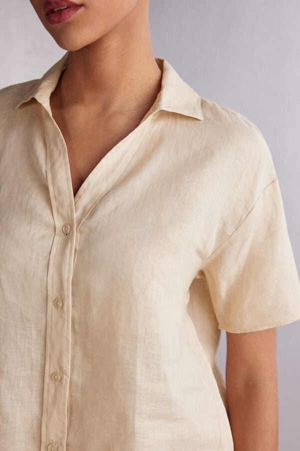 Intimissimi Linen Cloth Short Sleeve Damen Beige | LWO-950826