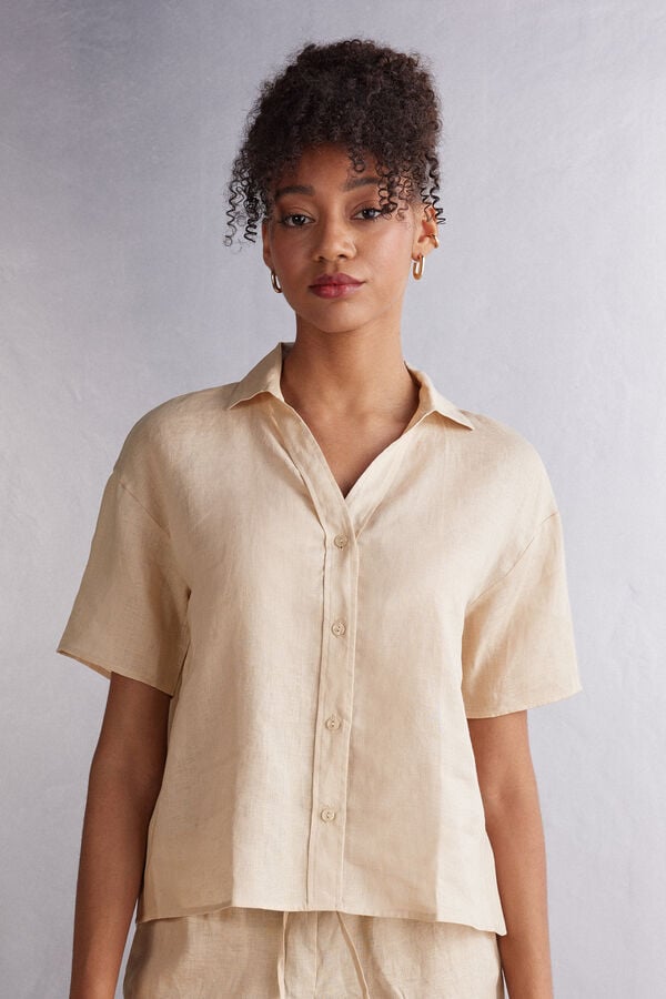 Intimissimi Linen Cloth Short Sleeve Damen Beige | LWO-950826