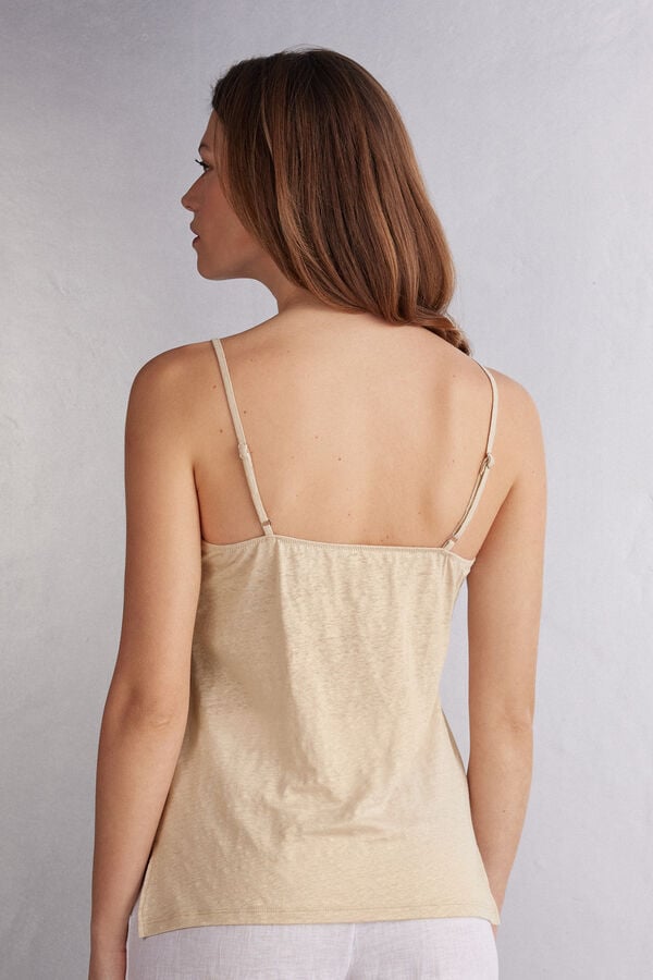 Intimissimi Linen V-Neck Tanktop Damen Beige | CXD-754318