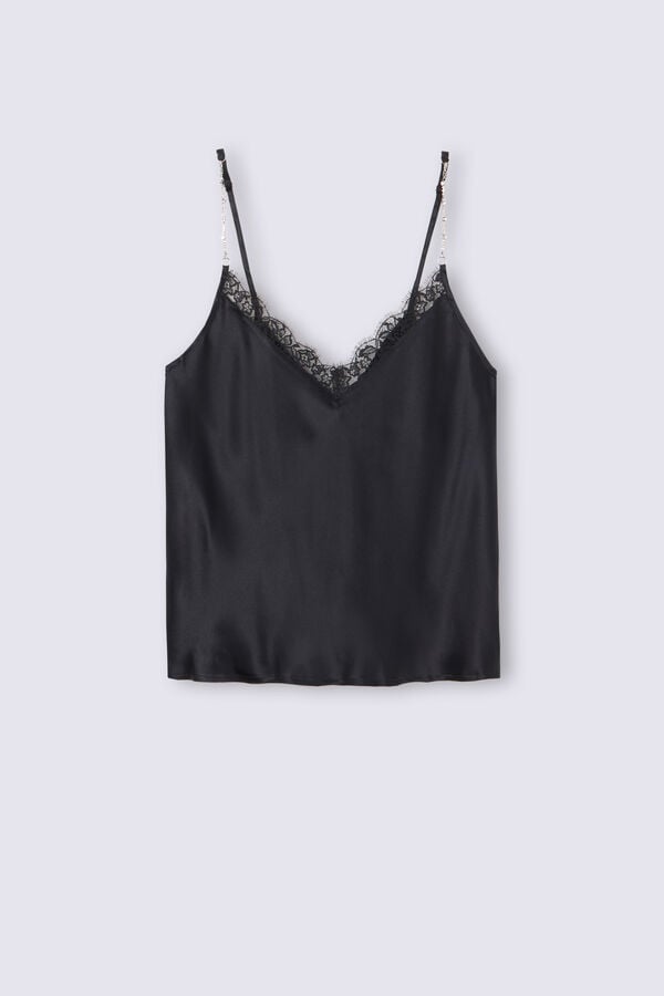 Intimissimi Living In Luxe Silk Camisole Tanktop Damen Schwarz | ZLE-982064