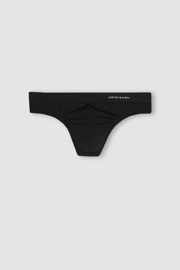 Intimissimi Logo Detailed Microfiber Tanga Herren Schwarz | XIQ-594783