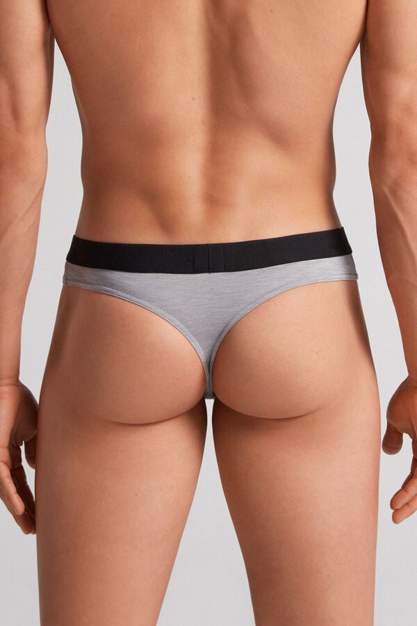 Intimissimi Logo Detailed Microfiber Tanga Herren Hellgrau | KAM-794521