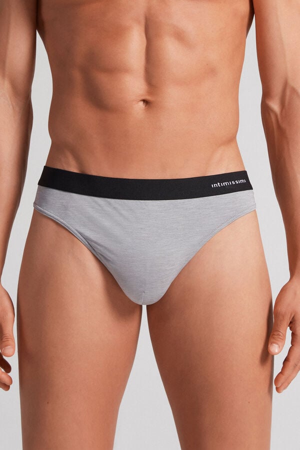 Intimissimi Logo Detailed Microfiber Tanga Herren Hellgrau | KAM-794521