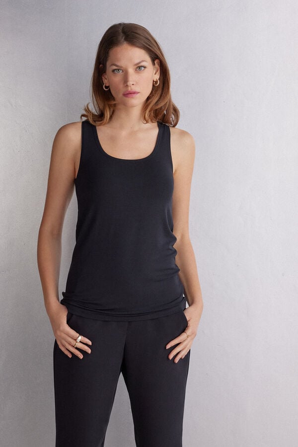 Intimissimi Long Micromodal Tanktop Damen Schwarz | EXS-879432