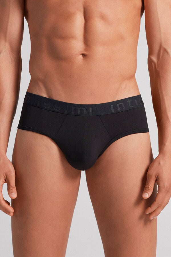 Intimissimi Microfiber Logo Detail Slip Herren Schwarz | XCY-603451