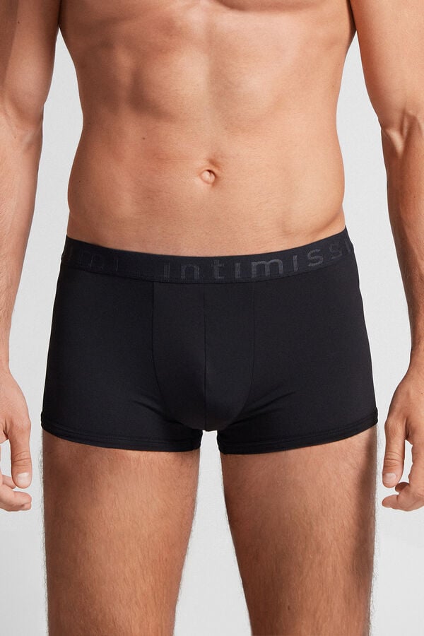 Intimissimi Microfiber Logo Kurze Hose Herren Schwarz | BLK-706514