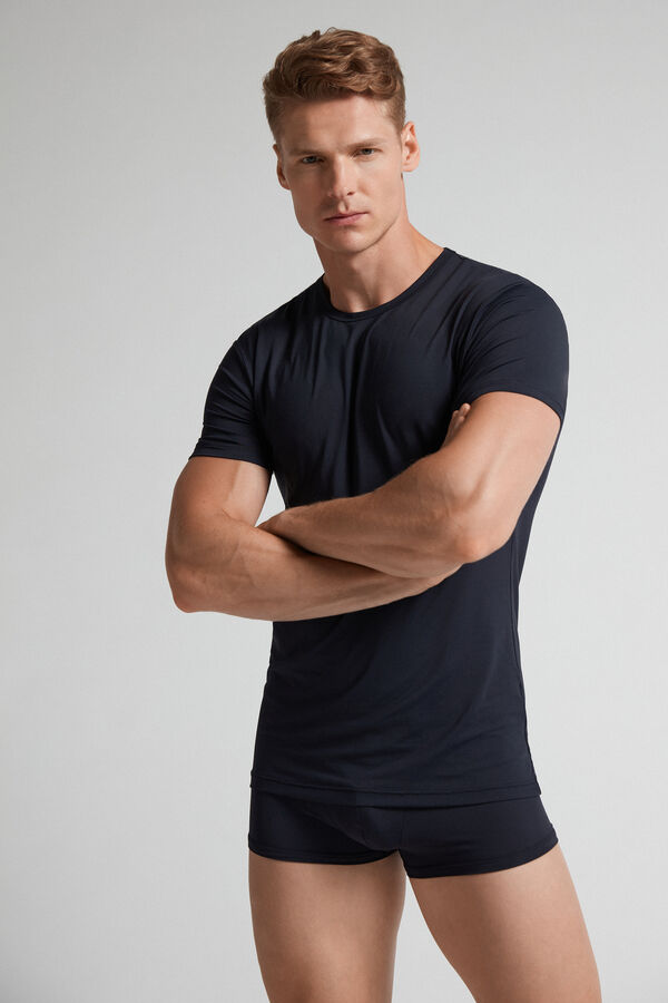 Intimissimi Microfiber T-Shirt Herren Schwarz | FBU-189524