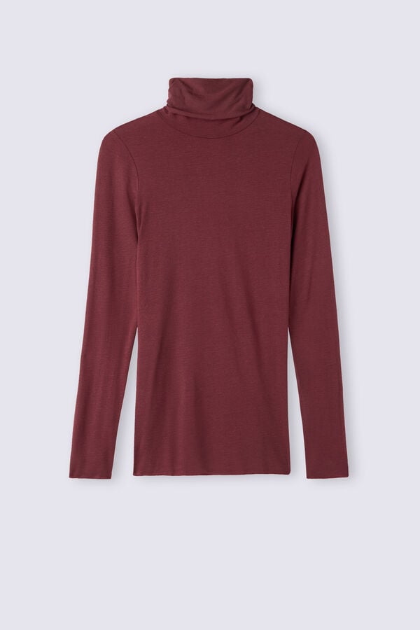 Intimissimi Modal Cashmere Ultralight High-Neck Langarm Shirts Damen Rot | CBK-042136