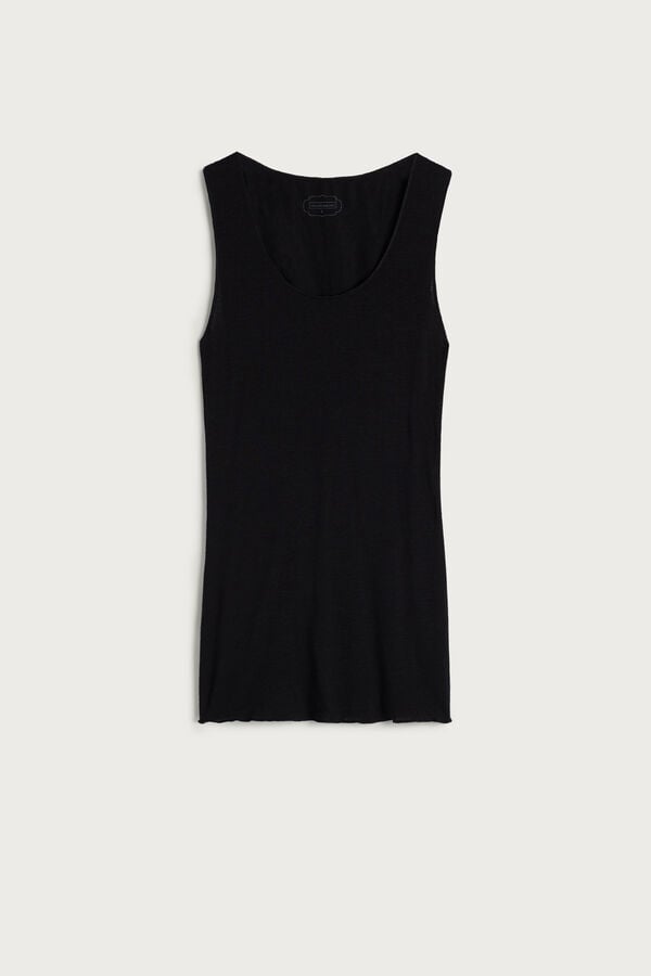 Intimissimi Modal Cashmere Ultralight Wide-Shoulder Tanktop Damen Schwarz | LRB-457236