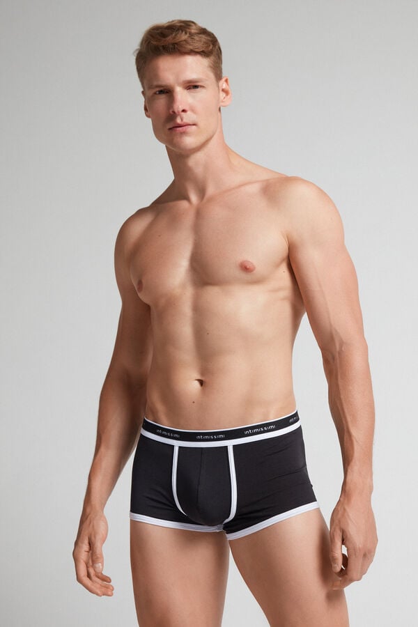 Intimissimi Natural Fresh Cotton Boxer Herren Schwarz | IJQ-614539