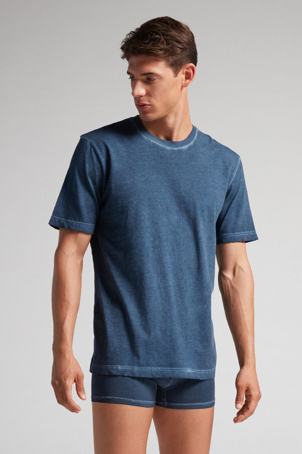 Intimissimi Oil Washed Cotton T-Shirt Herren Navy | BLJ-192836