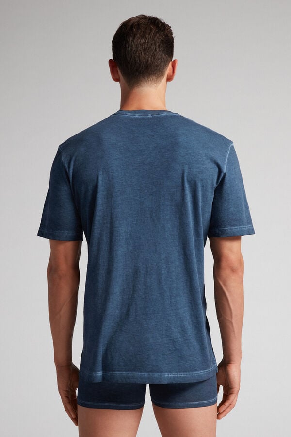 Intimissimi Oil Washed Cotton T-Shirt Herren Navy | BLJ-192836