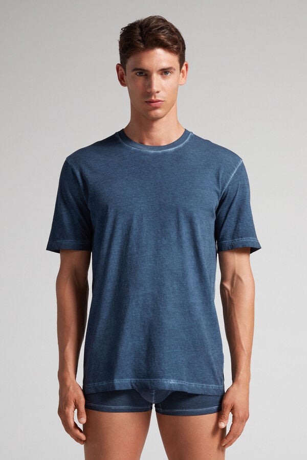 Intimissimi Oil Washed Cotton T-Shirt Herren Navy | BLJ-192836