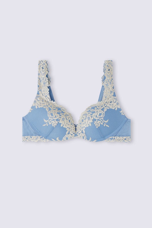 Intimissimi Pretty Flowers Gioia Super Push-Up BH Damen Blau Weiß | RGE-245679