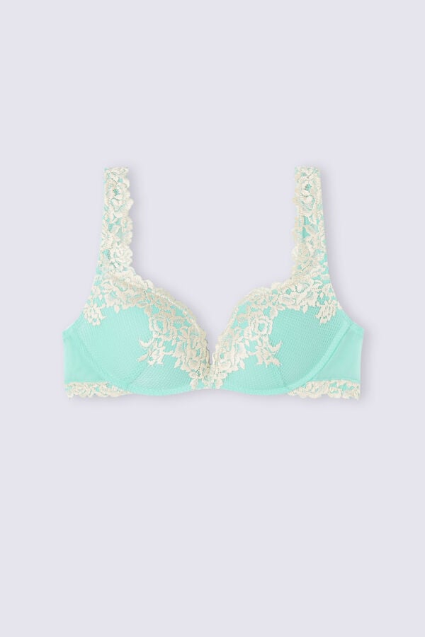 Intimissimi Pretty Flowers Gioia Super Push-Up BH Damen Grün Weiß | RPX-761542