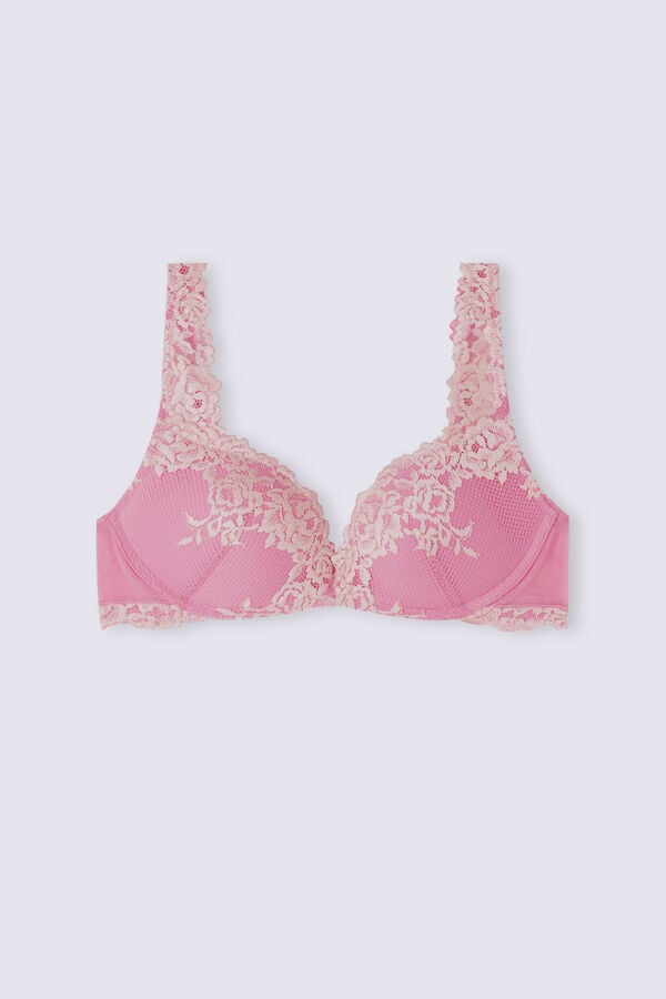 Intimissimi Pretty Flowers Gioia Super Push-Up BH Damen Rosa Weiß | XIW-269831