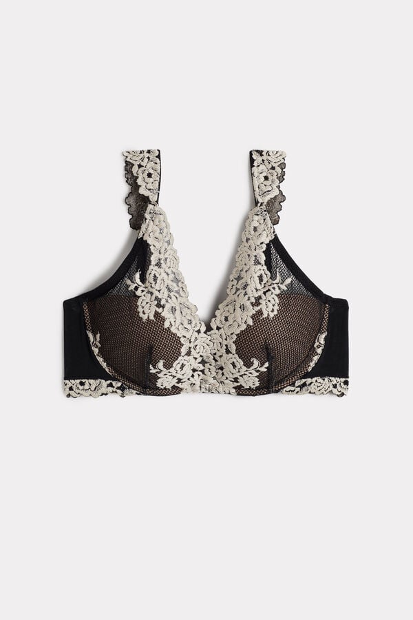 Intimissimi Pretty Flowers Giorgia Balconette BH Damen Schwarz Weiß | JEF-710932