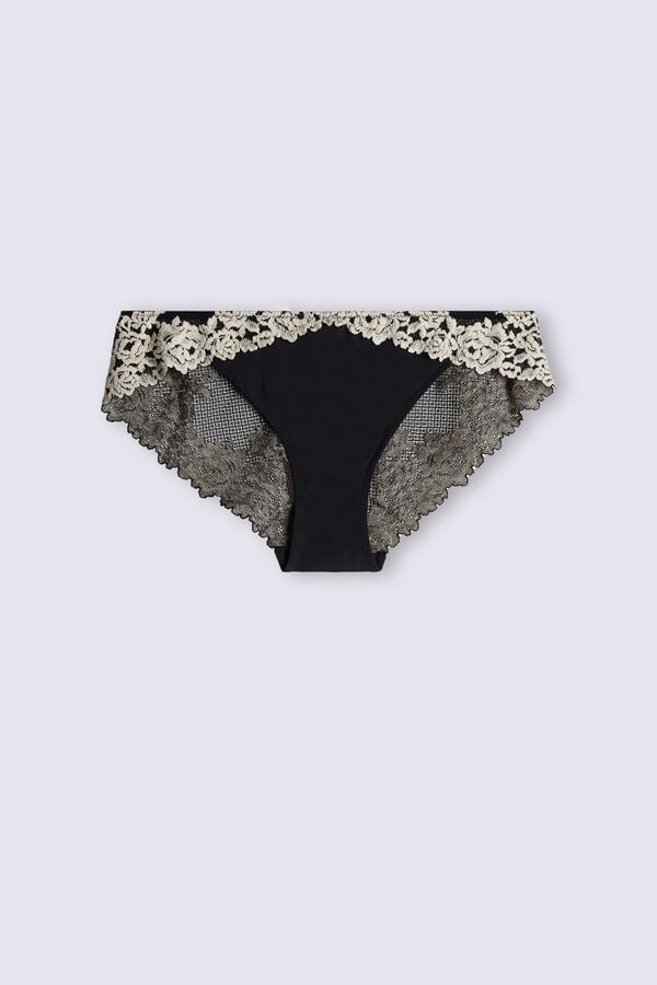 Intimissimi Pretty Flowers Höschen Damen Schwarz Weiß | RBJ-249061