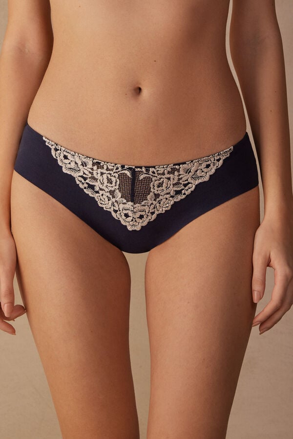 Intimissimi Pretty Flowers Seamless Cotton Höschen Damen Tiefesblau Hellgelb | UXP-467532