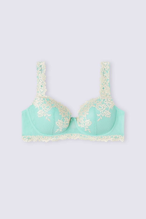 Intimissimi Pretty Flowers Sofia Balconette BH Damen Grün Weiß | AGD-406182