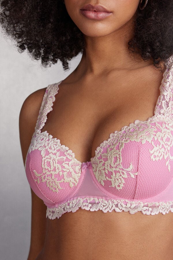 Intimissimi Pretty Flowers Sofia Balconette BH Damen Rosa Weiß | MOH-862941