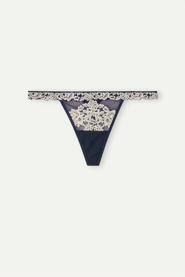 Intimissimi Pretty Flowers String Tanga Damen Tiefesblau Hellgelb | FDP-675142