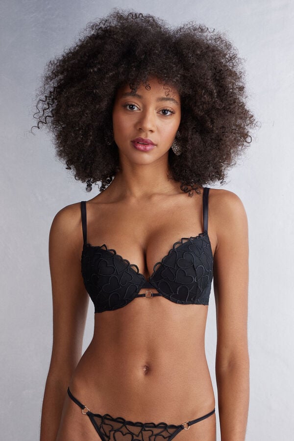 Intimissimi Queen Of Hearts Simona Super Push-Up BH Damen Schwarz | VQL-273691