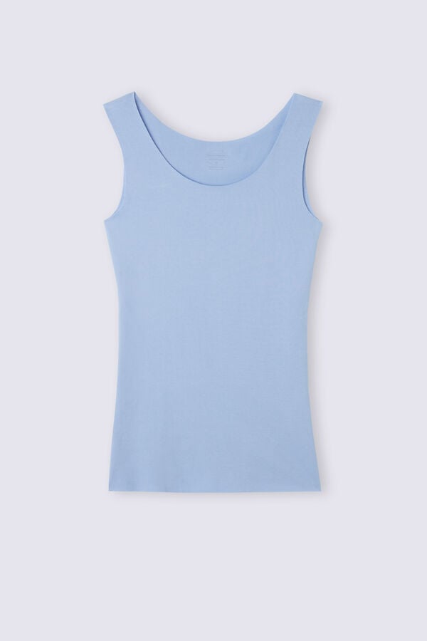 Intimissimi Raw Edge Round Neck Cotton Tanktop Damen Blau | RLC-913270