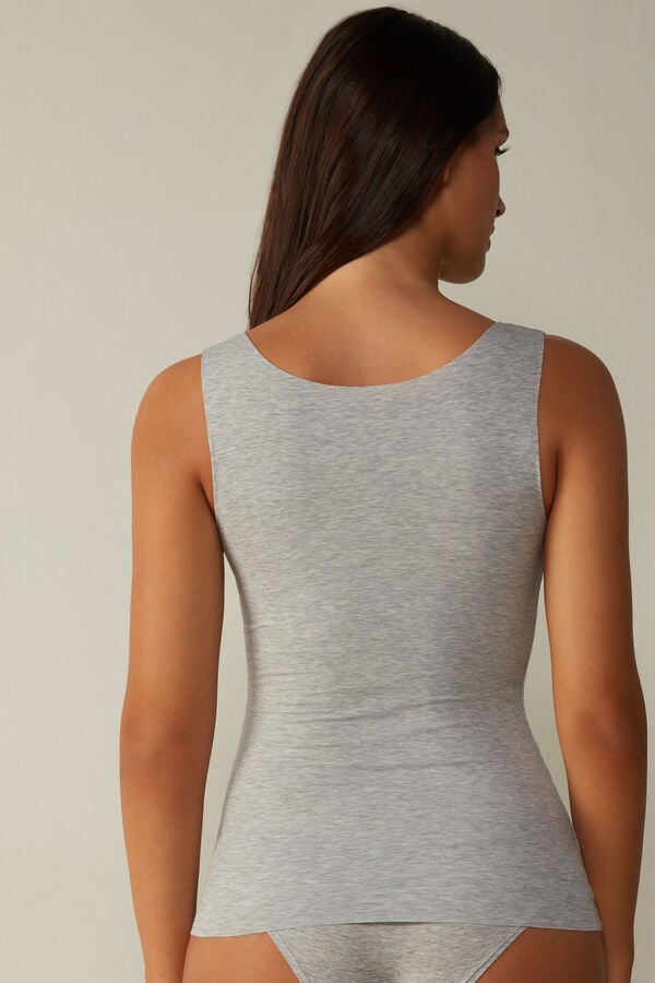 Intimissimi Raw Edge Round Neck Cotton Tanktop Damen Hellgrau | PGB-302748