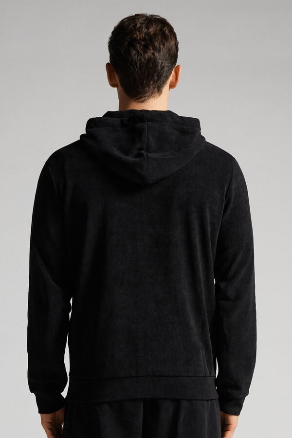 Intimissimi Ribbed Chenille Hoodie Herren Schwarz | JNG-590438