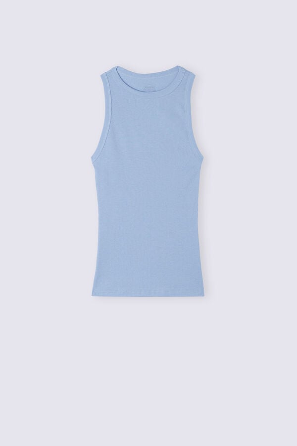 Intimissimi Ribbed In Supima® Cotton Tanktop Damen Blau | OHI-180632