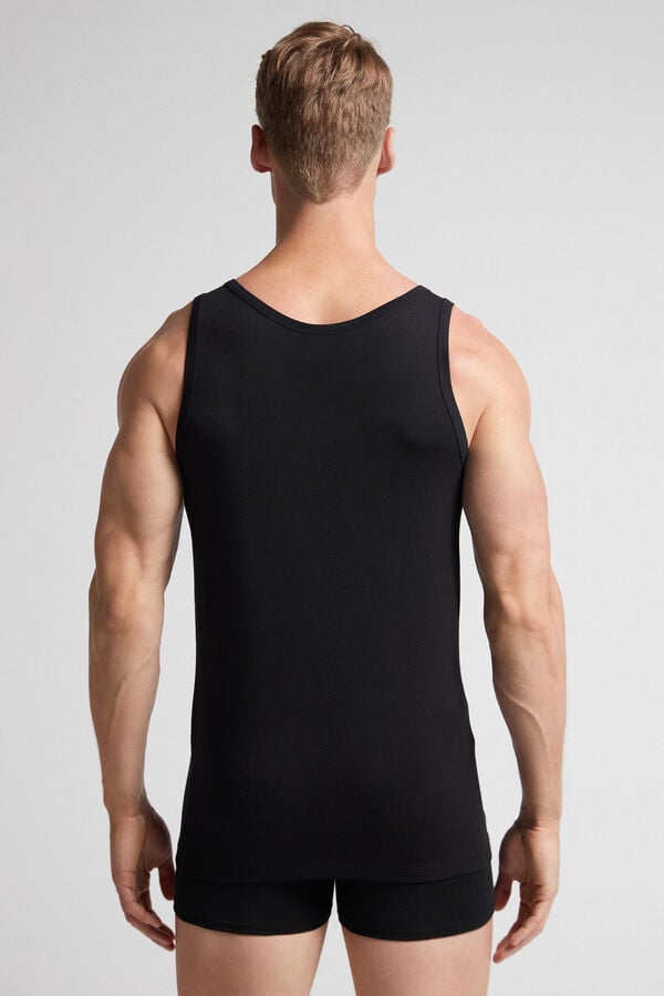 Intimissimi Round Neck In Stretch Superior Cotton Tanktop Herren Schwarz | EYX-248069