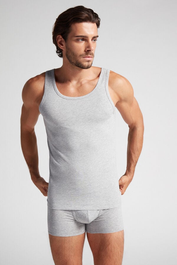 Intimissimi Round Neck In Stretch Superior Cotton Tanktop Herren Hellgrau | VJA-147362