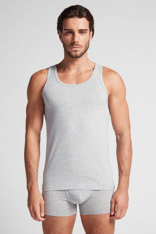 Intimissimi Round Neck In Stretch Superior Cotton Tanktop Herren Hellgrau | VJA-147362