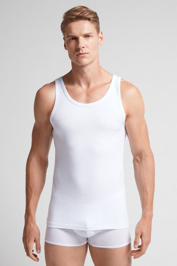 Intimissimi Round Neck In Stretch Superior Cotton Tanktop Herren Weiß | NLD-518629