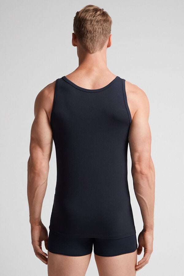 Intimissimi Round Neck In Stretch Superior Cotton Tanktop Herren Schwarz | CQK-912483