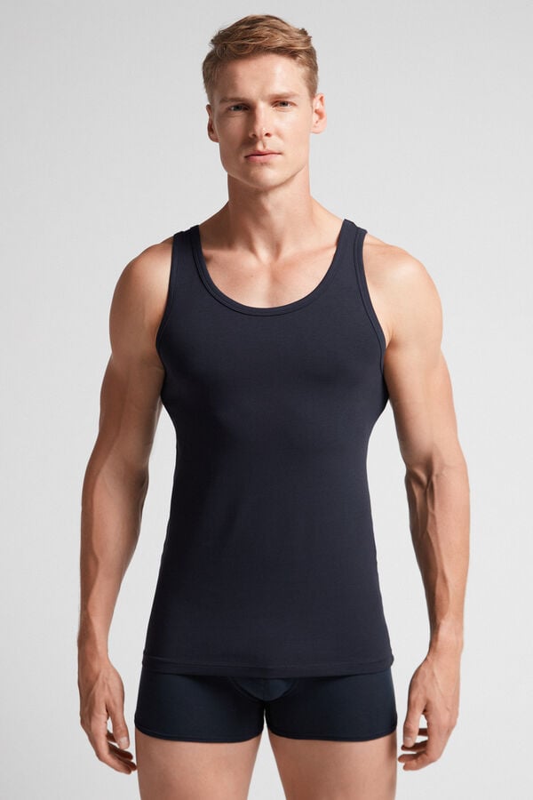 Intimissimi Round Neck In Stretch Superior Cotton Tanktop Herren Schwarz | CQK-912483