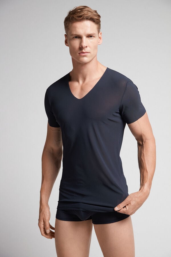 Intimissimi Seamless Micromesh T-Shirt Herren Schwarz | RSU-074315