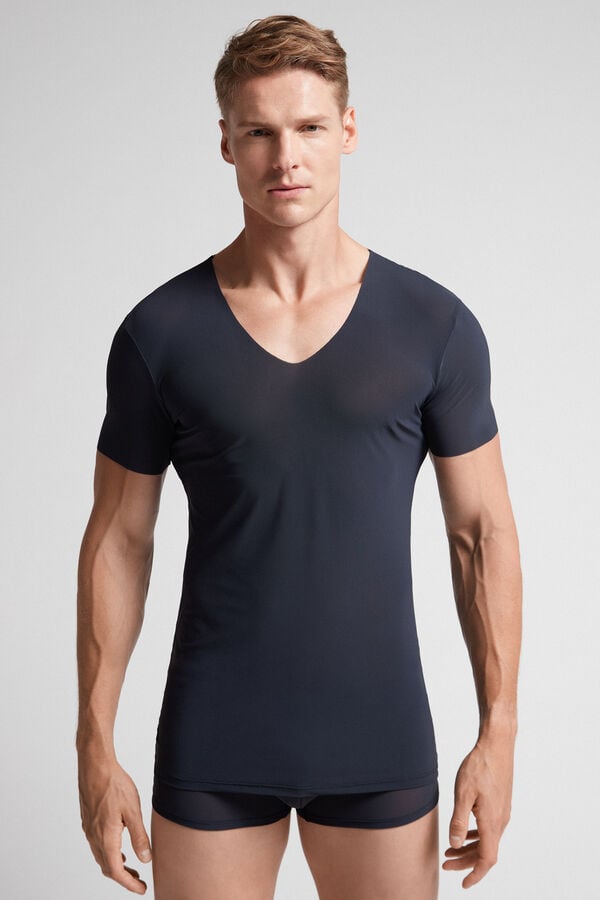 Intimissimi Seamless Micromesh T-Shirt Herren Schwarz | RSU-074315