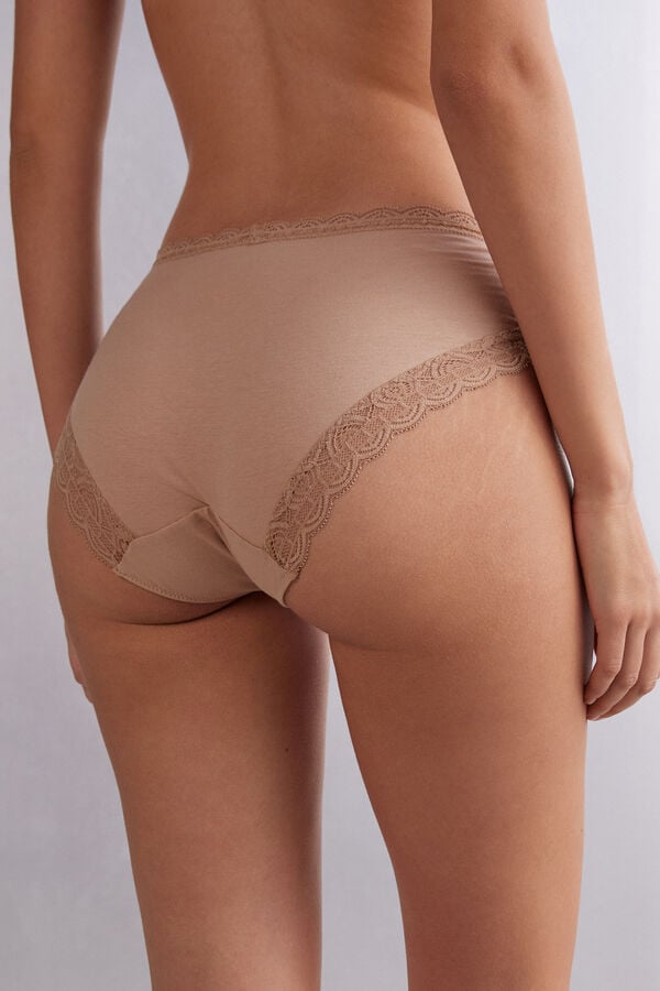 Intimissimi Semi-High Rise Cotton And Lace Höschen Damen Orange Beige | YMW-014856