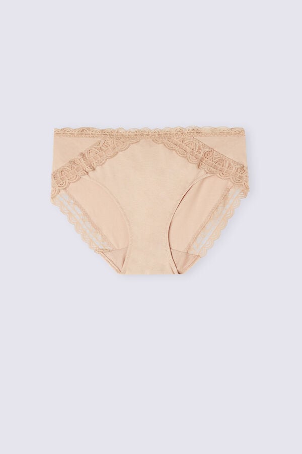 Intimissimi Semi-High Rise Cotton And Lace Höschen Damen Orange Beige | YMW-014856