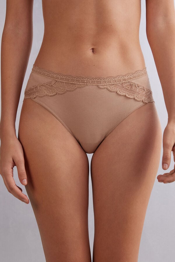 Intimissimi Semi-High Rise Cotton And Lace Höschen Damen Orange Beige | YMW-014856