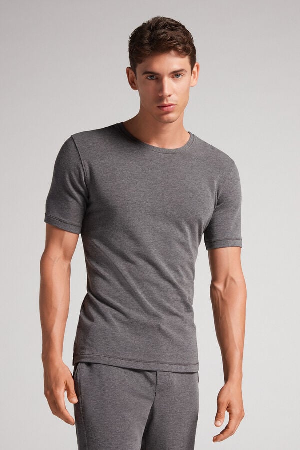 Intimissimi Short-Sleeve Modal-Cashmere T-Shirt Herren Tiefesgrau | YSB-908356