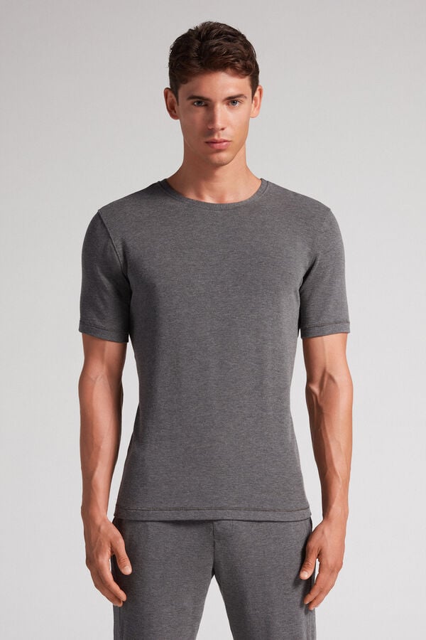 Intimissimi Short-Sleeve Modal-Cashmere T-Shirt Herren Tiefesgrau | YSB-908356