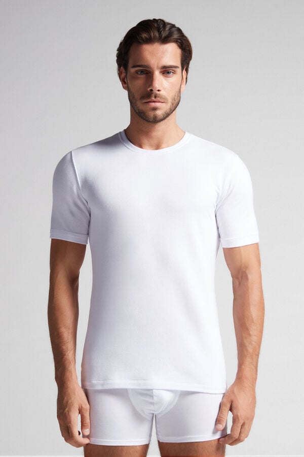 Intimissimi Short-Sleeve Modal-Cashmere T-Shirt Herren Weiß | ZQG-635914