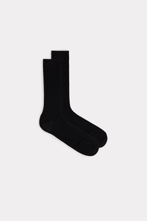 Intimissimi Short Ribbed Egyptian Cotton Socken Herren Schwarz | UBC-948031