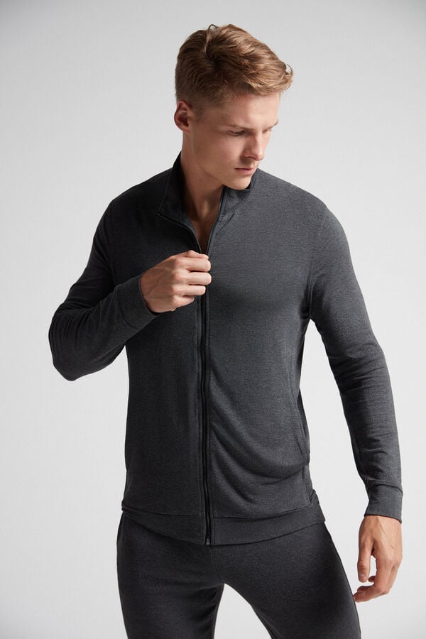 Intimissimi Silk And Modal Zip-Up Sweatshirt Herren Dunkelgrau | PHR-754801